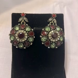Vintage Rhinestone Studded Turkish Earrings New